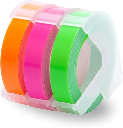 Amazon ダイモ テープ 9mm幅 蛍光オレンジ 蛍光ピンク 蛍光グリーン 3色セット Dymo テープ つやあり Abcolor 蛍光 オレンジ ピンク グリーン 3色 蛍光 文房具 オフィス用品