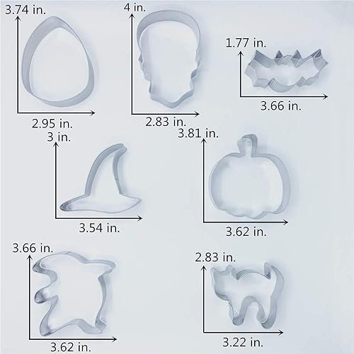 Miniatura 3 de LILIAO Juego de cortadores de galletas de Halloween, 7 piezas, cortadores de calabaza, calavera, murciélago, fantasma, sombrero de bruja, maíz de