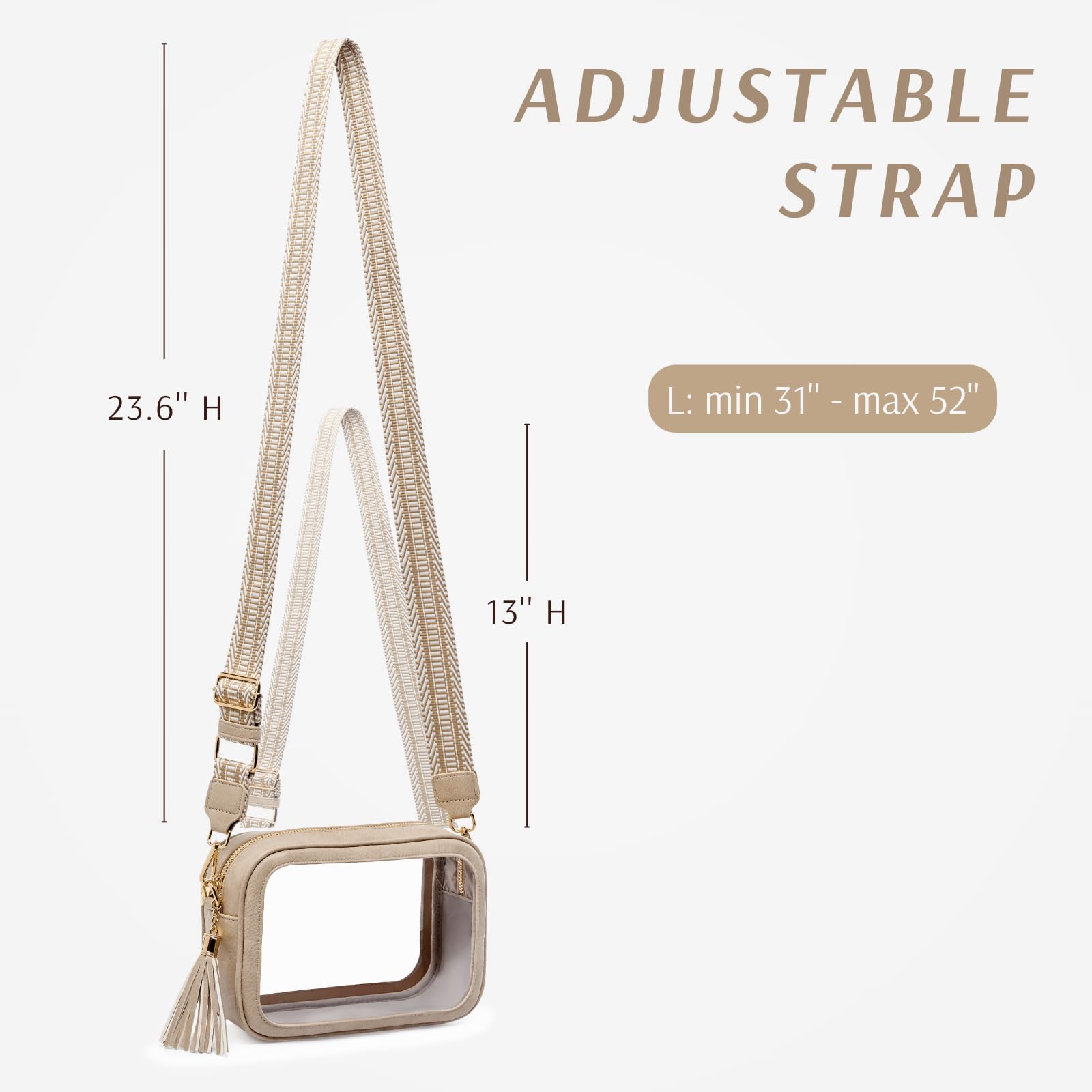 Unilily Transparente Tasche für Stadionveranstaltungen, durchsichtige Geldbörse, Stadion-zugelassen, Crossbody-Tasche für Konzerte, Sport, Festivals, Veranstaltungen, Damen
