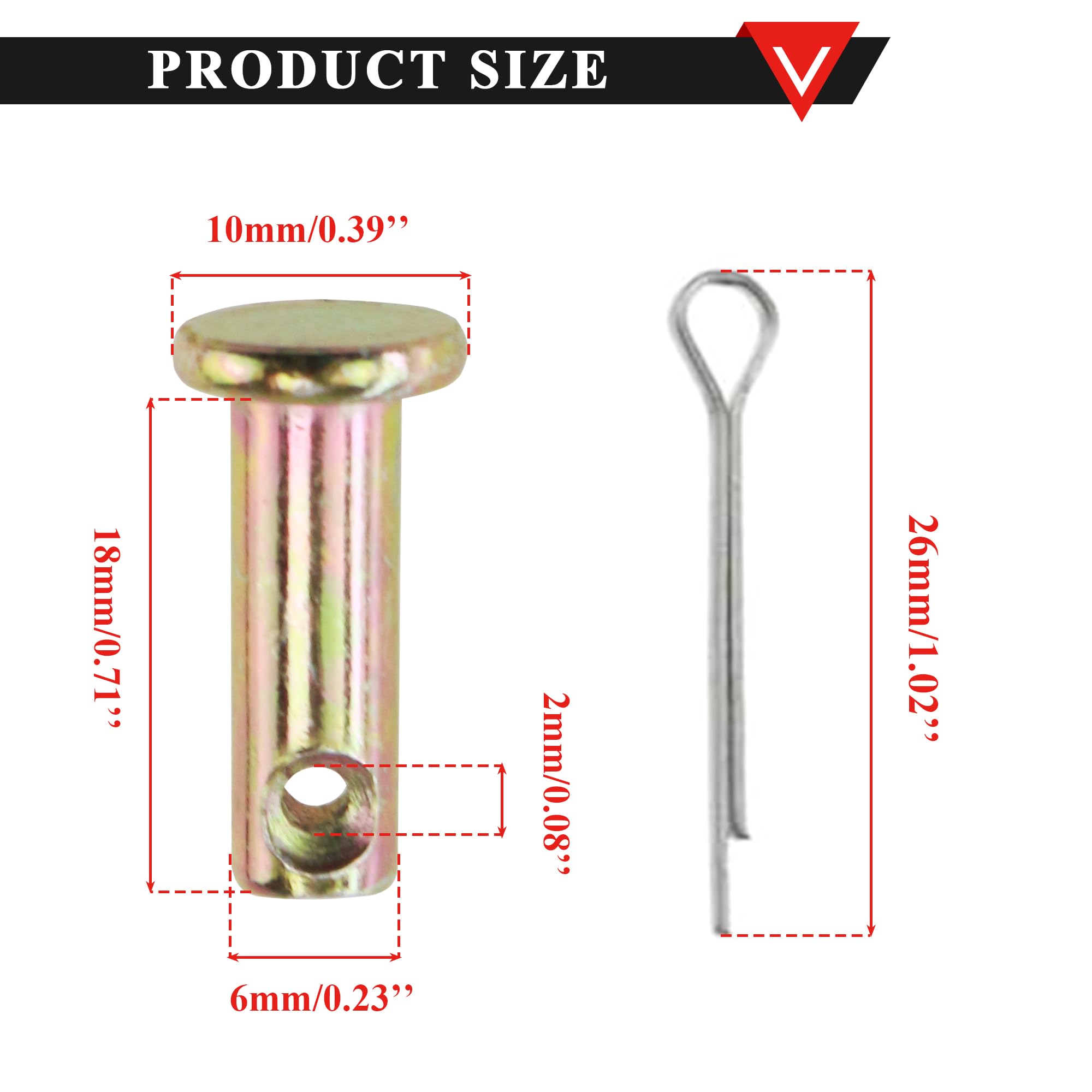 PRO BAT Rear Back Caliper Foot Brake Pedal Lever Clevis Pin 6mm/0.23”