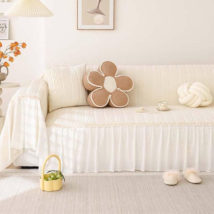 Amazon｜Foxace ソファーカバー 肘付き 2人掛け 3人掛け オフホワイト