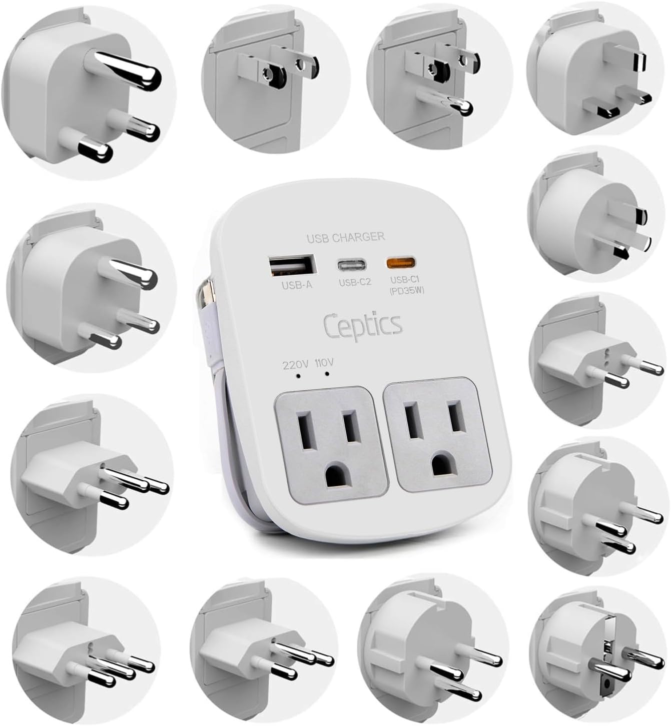 2 Outlet + 2 USB + Surge Protection