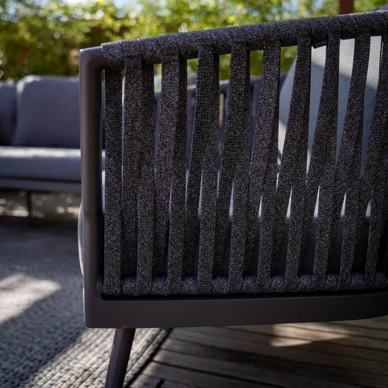 Image of 5 Seater Outdoor Weaving Rope Patio Furniture Set,Waterproof Outdoor Sofa Seating Sturdy Powder-Coated Iron Frame Conversation bistroSet for Rope Outdoor Sofa (Grey)