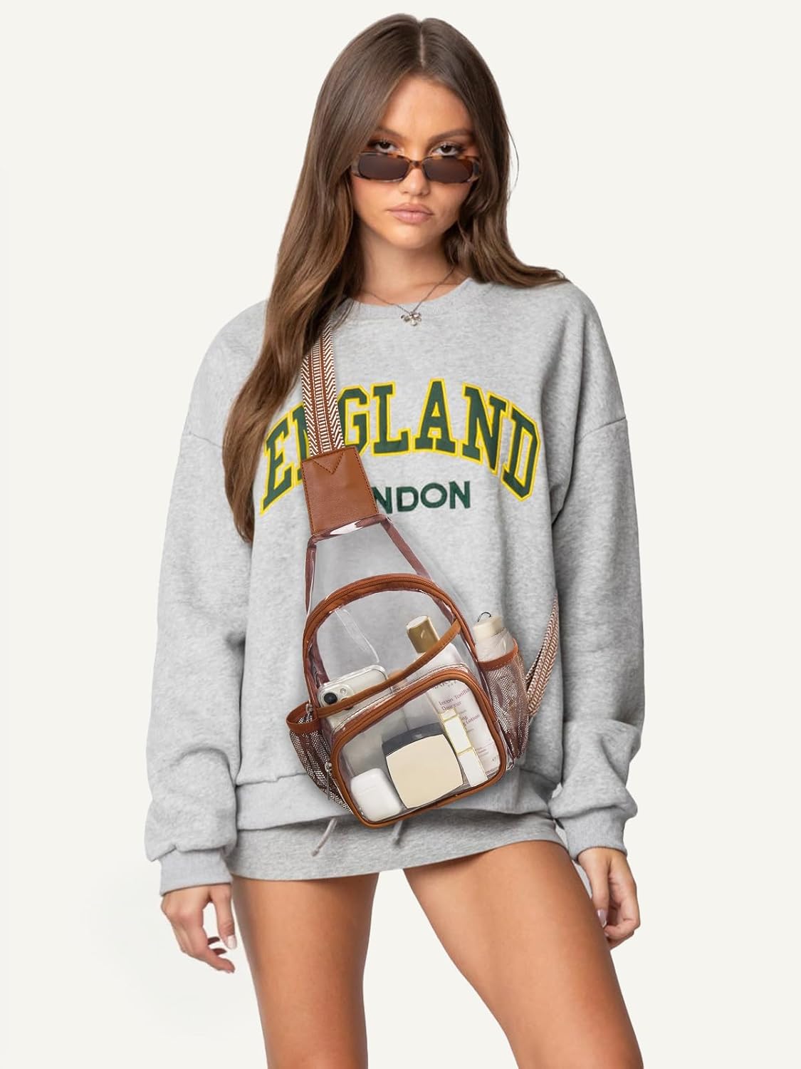 Clear Bag for Stadium Events, Clear Crossbody Bag For Women Men, Transparent Purses, See Through Large Sling Backpack - Image 2