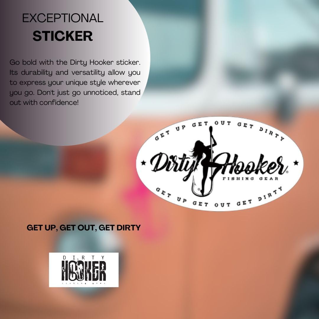 Dirty Hooker Fishing Gear Vintage Stickers for Adults - Laptop Stickers for Teens - Cool Stickers - Decal Stickers - Adult Stickers - Stickers for Men and Women - Computer Stickers
