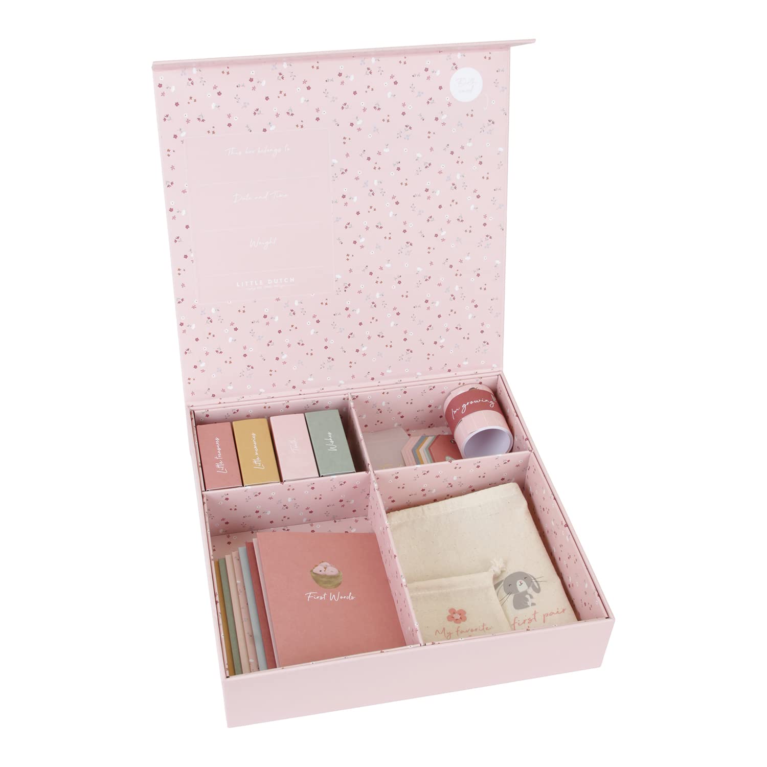Little Dutch - Erinnerungsbox Flowers & Butterflies Rosa, 30x30x6 cm
