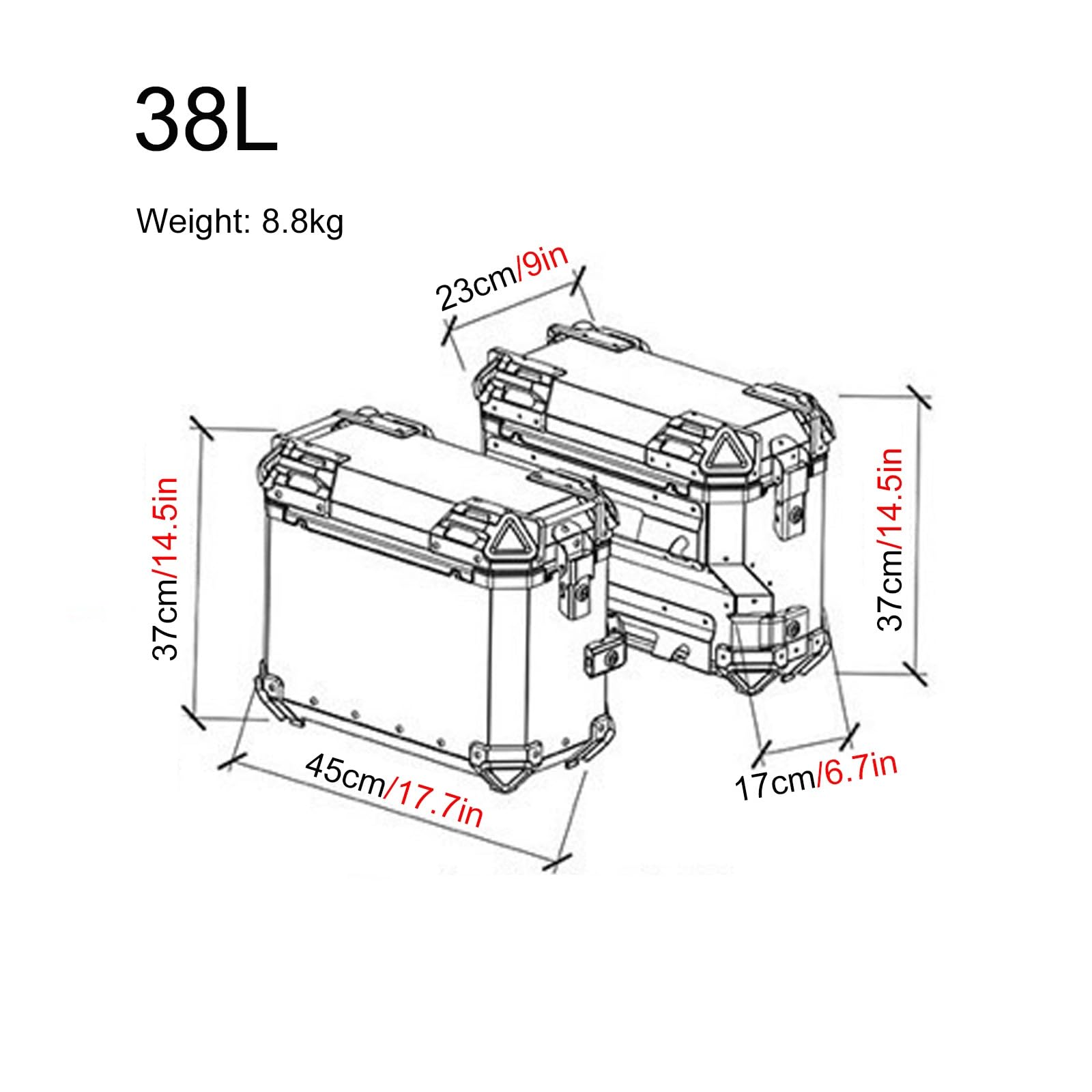 Borsa laterale per moto in alluminio impermeabile, scatola portabagagli resistente per valigie e caschi