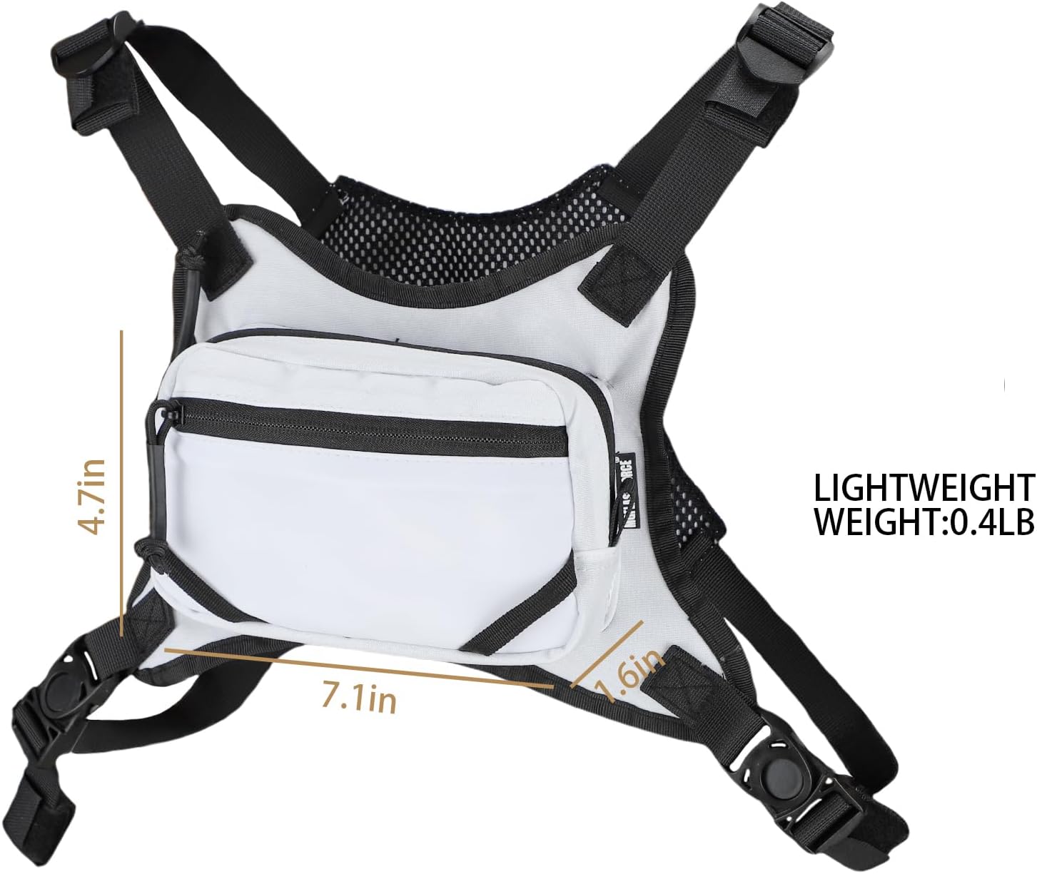 MGFLASHFORCE Chest Bag for Men and Women, Chest Rig Pack Front EDC Pouch Running Vest Phone Holder for Workout, Hiking and Outdoor Sports (White) image 2
