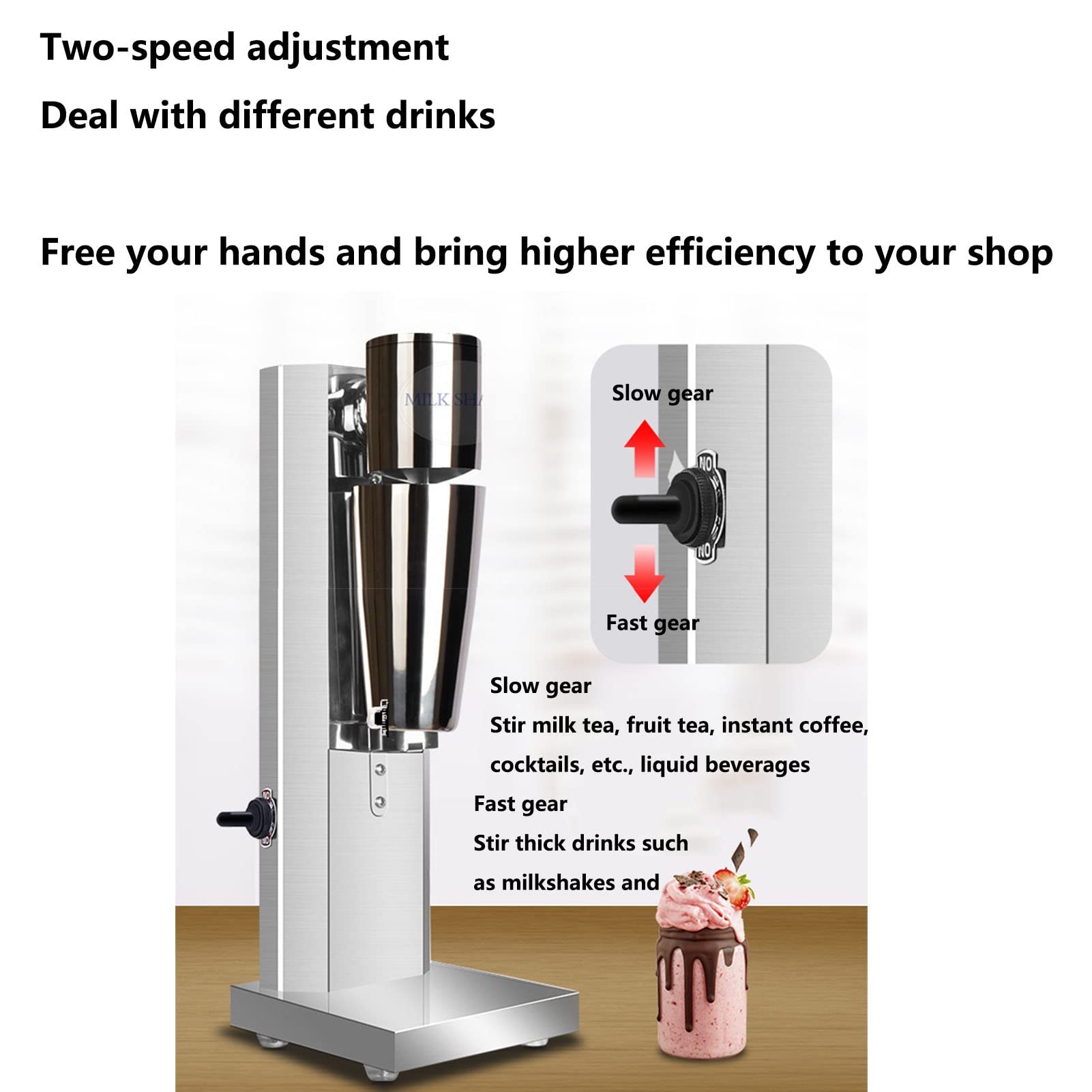 Elektrischer Milchshake -Mixer Shaker Getränkemixer 2 Geschwindigkeiten Milch Frother Kaffeeschaummilchtee Mixer Proteinschüttler Für Cremige Milchshakes Protein Shakes Cocktails Smoothies 27OZ 150W
