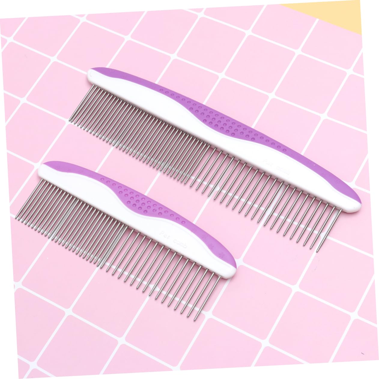 Mikikit Groom Your : 2 Pcs Pet Combs and Comb Detangler Brush Stainless Steel Nonslip Grip