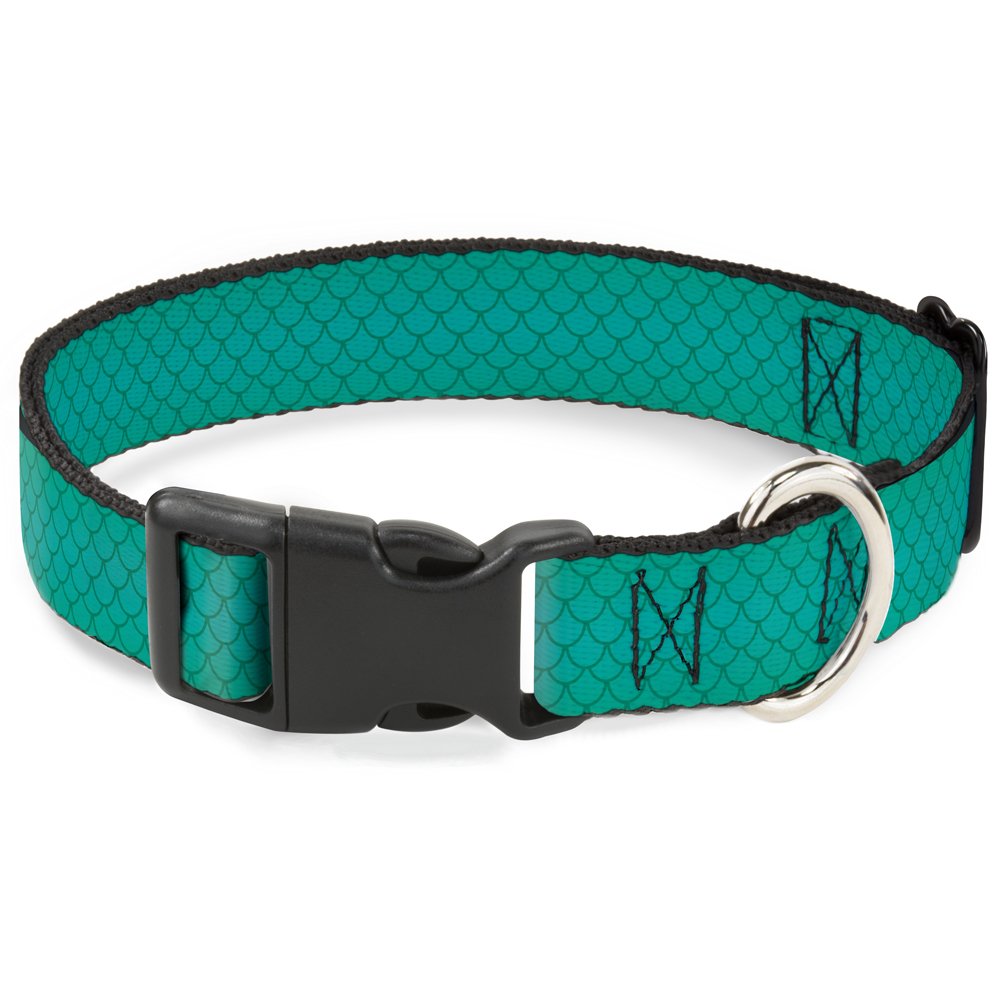 Buckle-Down Breakaway Cat Collar - Ariel's Scales Turquoise Blues - 1/2