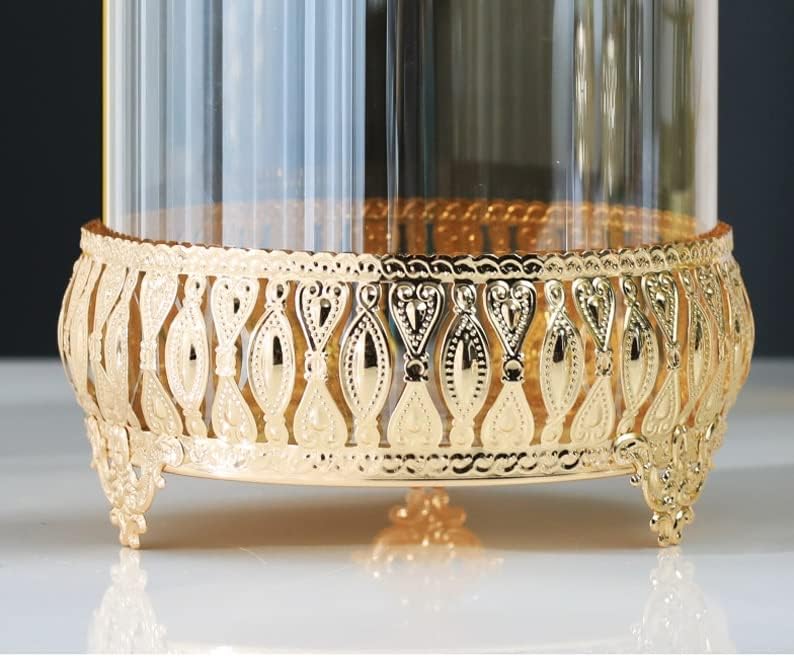 Miniatura 8 de JHHDP - Tarro de cristal de metal europeo transparente con tapa contenedor de almacenamiento para botella de vidrio color  D tamaño L