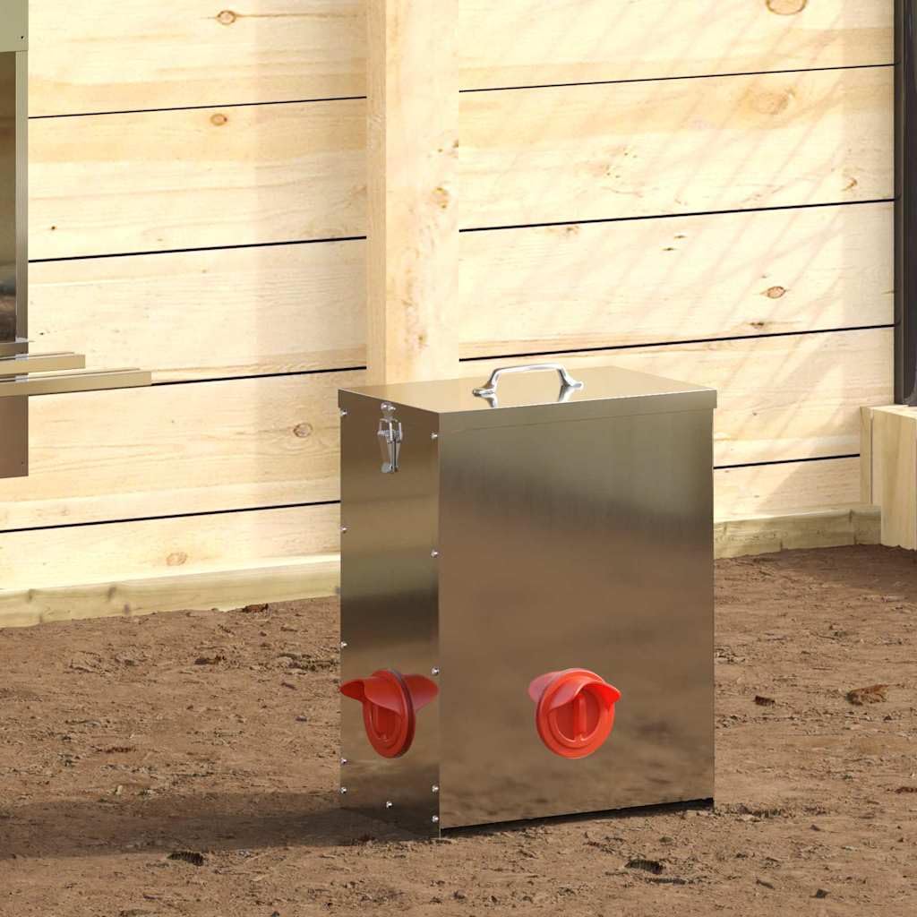 vidaXL Comedero para Pollos 2 pcs Plateado 32,5 x 20,5 x 43 cm, Comedero Moderno para Aves, Resistente y práctico, jardín y Exteriores, cuidando a Tus Mascotas