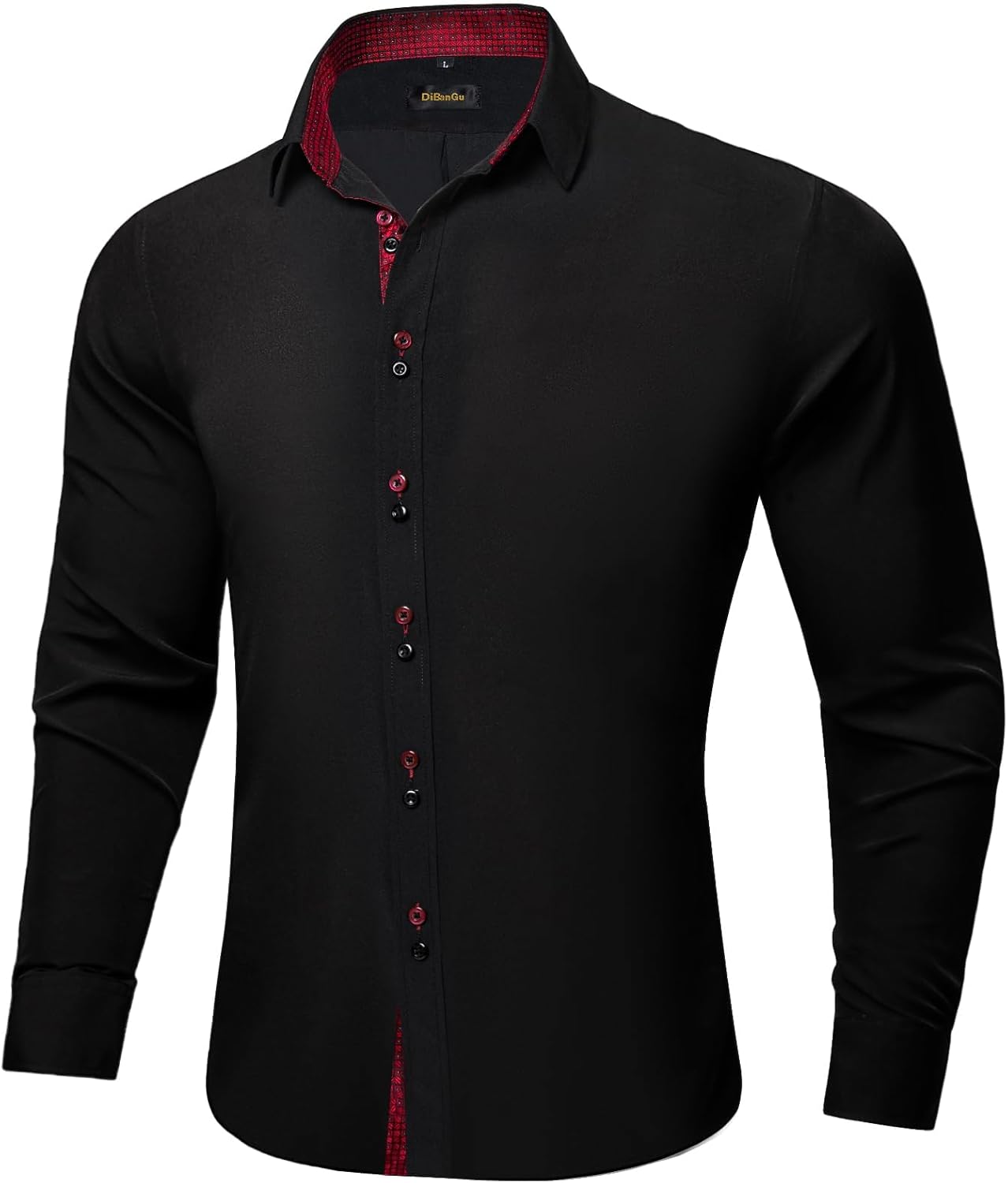 DiBanGu Men's Dress Shirt Long Sleeve Casual Button Down Shirts Regular Fit Inner Contrast Shirt for Business Party - Image 3