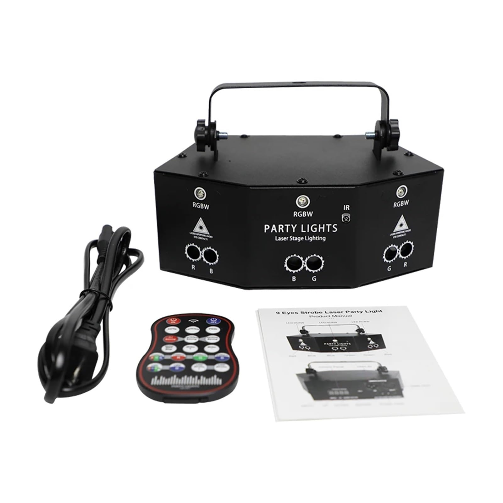 Luces para Fiestas, Proyector de 9 ojos RGB, luz for fiesta de Navidad, Control remoto, luces for discoteca, decoración, DJ, bola de discoteca de Halloween