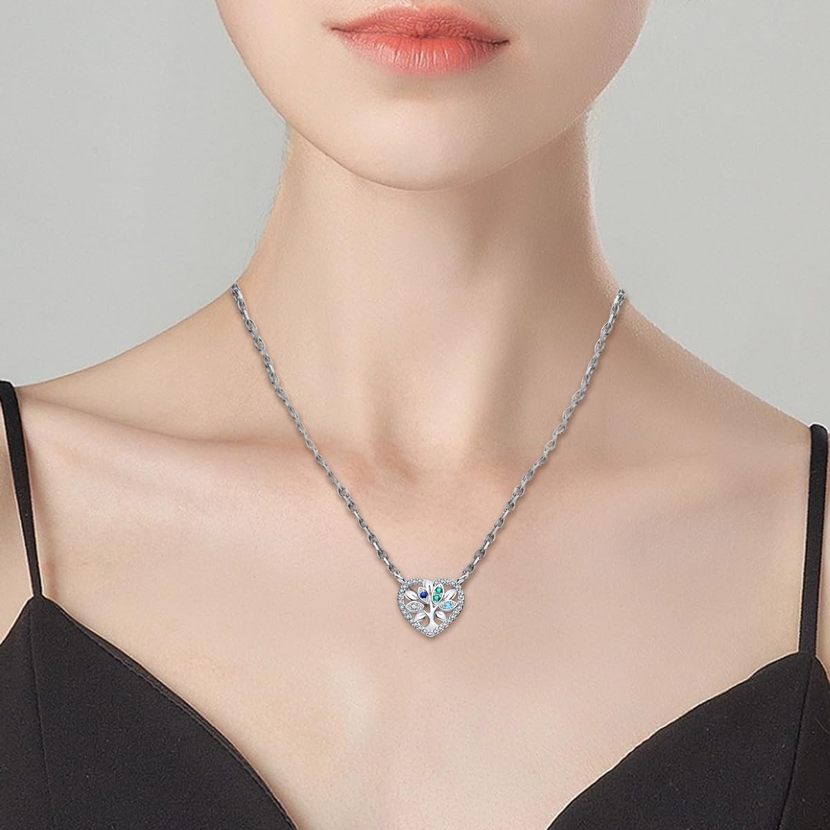 925 Sterling Silver Women Pendant Necklaces Cubic Zirconia Necklaces Heart Necklaces for Girls - Image 2