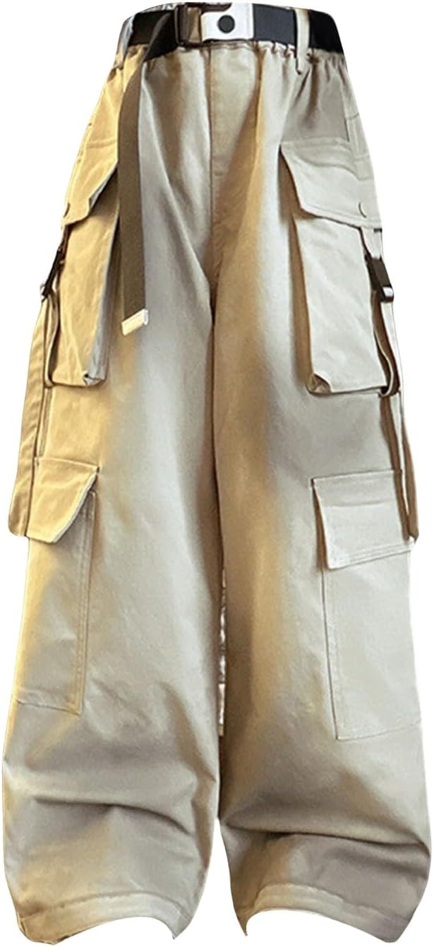 Wide Leg Cargo Pants Girls Y2k Trendy Baggy High Elastic Waist Sweatpants Kids Casual Joggers Trousers School Uniform