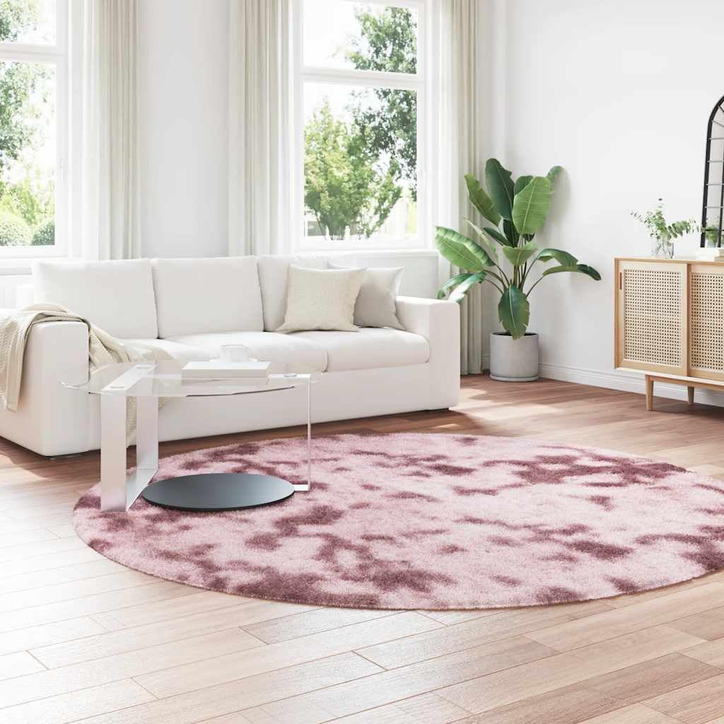 Tapis Shaggy à Poils Longs NAVARRA Rose poudré, 240 x 240 cm, 100 pour Cent Polyester, Dessous antidérapant, pour Salon Chambre Bureau, Moelleux au Sol