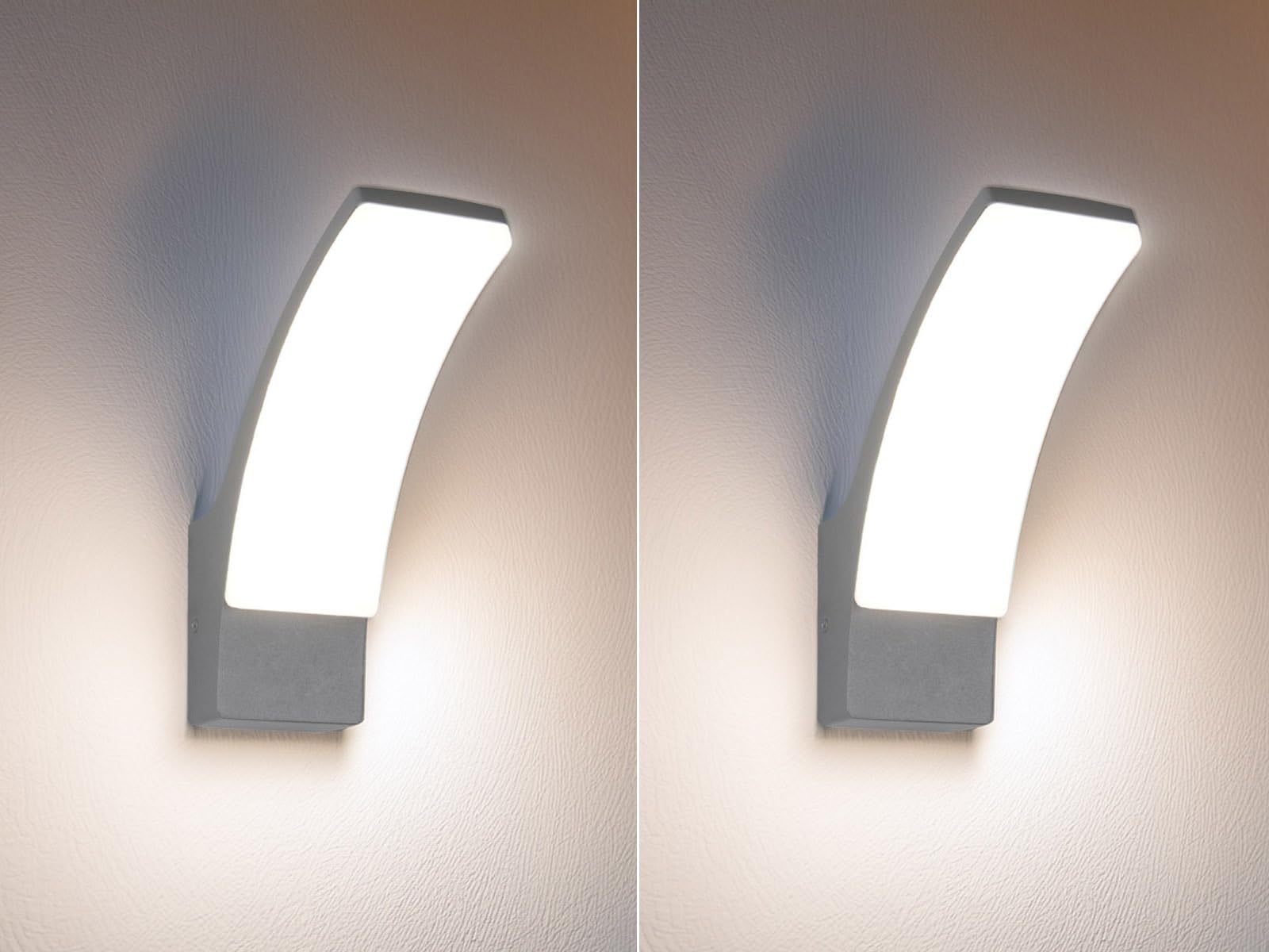 2er Set Außenwandleuchten aus Aluminium in Anthrazit, Höhe 22,5cm