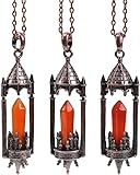 Genérico Collar con Colgante de Lanzacohetes de Cristal Único Para Hombres y Mujeres Gargantilla con Cadena de Bronce, Amuleto de Cuentas Energéticas de Meditación, Joyería de Ágata Roja