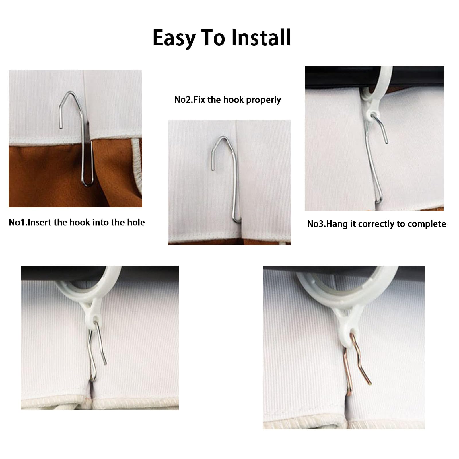 TA-VIGOR 100Pcs Metal Pinch Pleat Curtain Hooks, Silver - Image 4