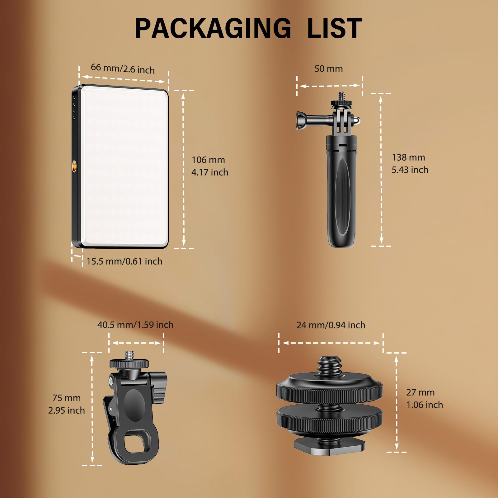Lampe Vidéo, 120LEDs Lampe à Selfie Portable pour Caméra CRI 95+ 2500-9000K Batterie Rechargeable de 3000mAh, de Caméra Portable pour Vlogging, Photographie, Vidéoconférence
