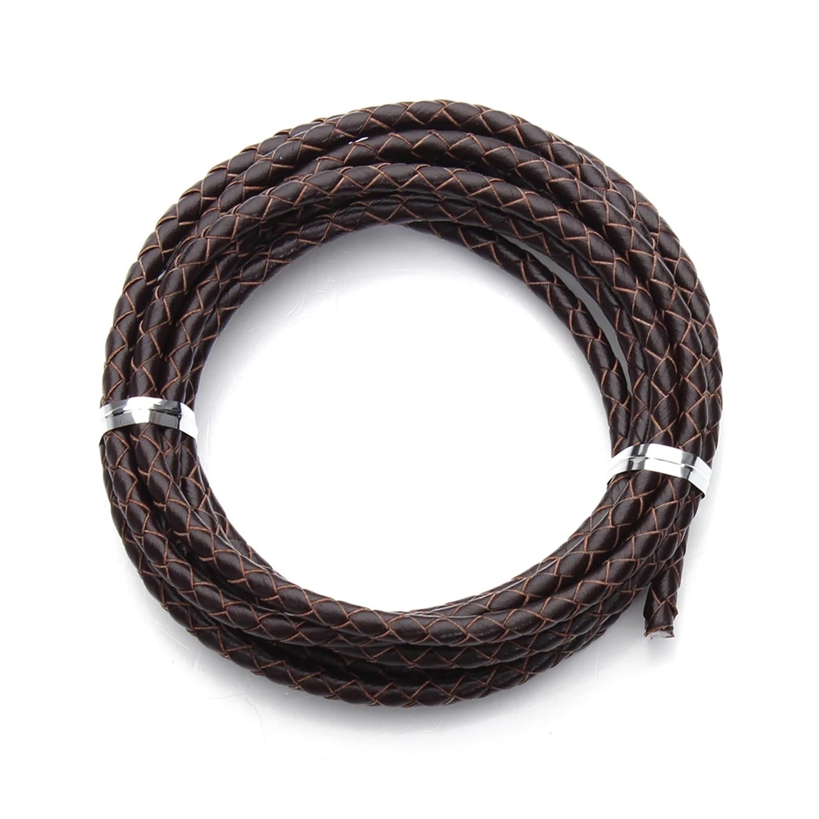 Tiras de Cuero para Pulseras 5m 3/4/6mm Colorido Trenzado PU Pulsera de Cuero hallazgos cordón Redondo Cuerda fabricación Collares DIY(Deep Brown,6mm)