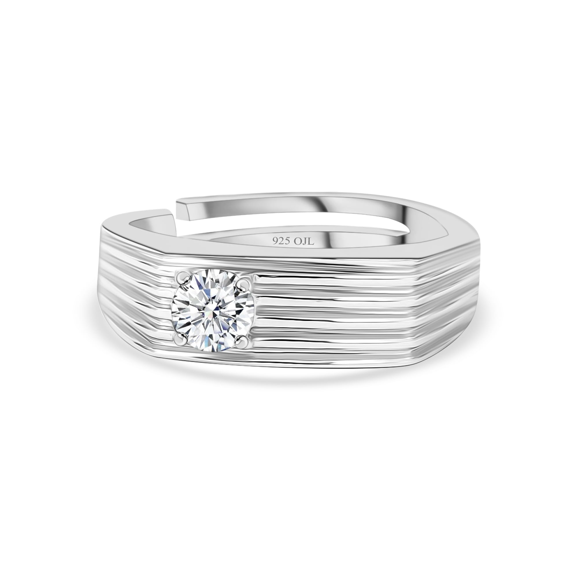 Ornate Jewels 925 Silver 1 Carat Round AAA Grade American Diamond Solitaire Adjustable Band Ring for Men Wedding Engagement Gift (B0BVV5SHWZ) Amazon Price History, Amazon Price Tracker