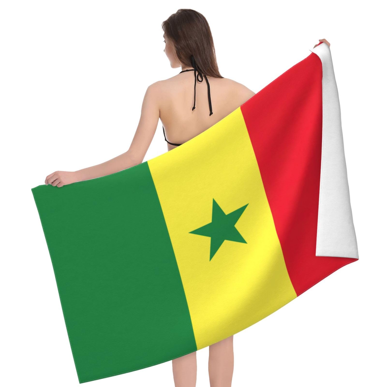 Anceky Oversized Flag of Senegal Print Beach Towel Soft Quick Dry for Beach Pool Shower Travel Sports