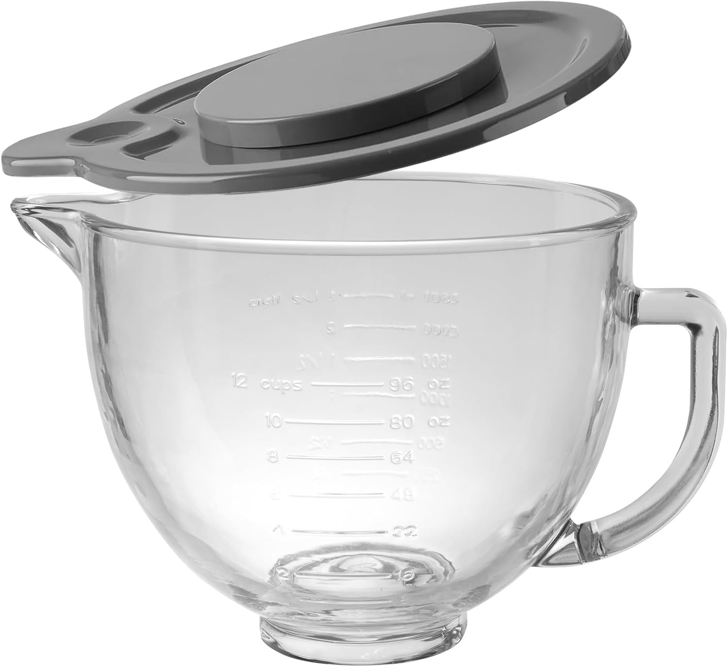 Glass Bowl for KitchenAid Stand Mixer,5 Quart,Glass Mixing Bowl Replacement for KitchenAid 4.5 and 5 Quart Tilt-Head Stand Mixers with Measurement Markings