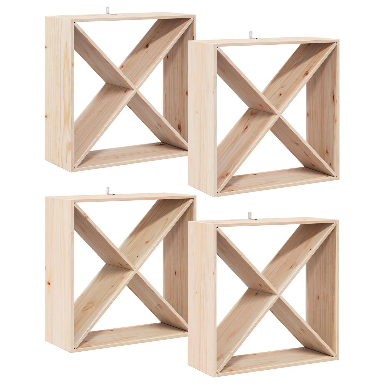 Juego de 4 botelleros de madera maciza de pino 62 x 25 x 62 cm, para cocina y salón