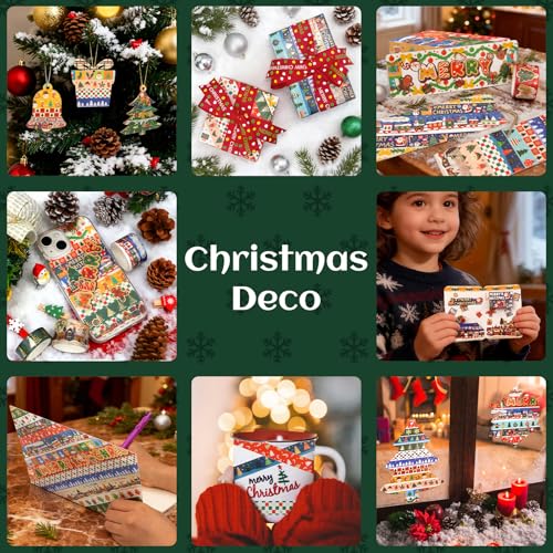Cinta adhesiva decorativa de Navidad Ieebee con 24 rollos surtidos para álbumes y manualidades 4