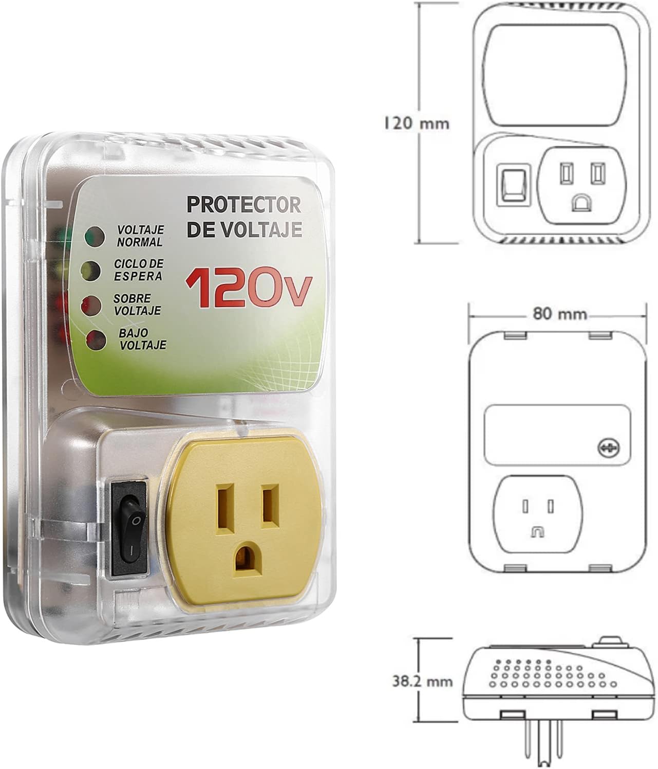 MX-Evo Voltage Protector with dimensions