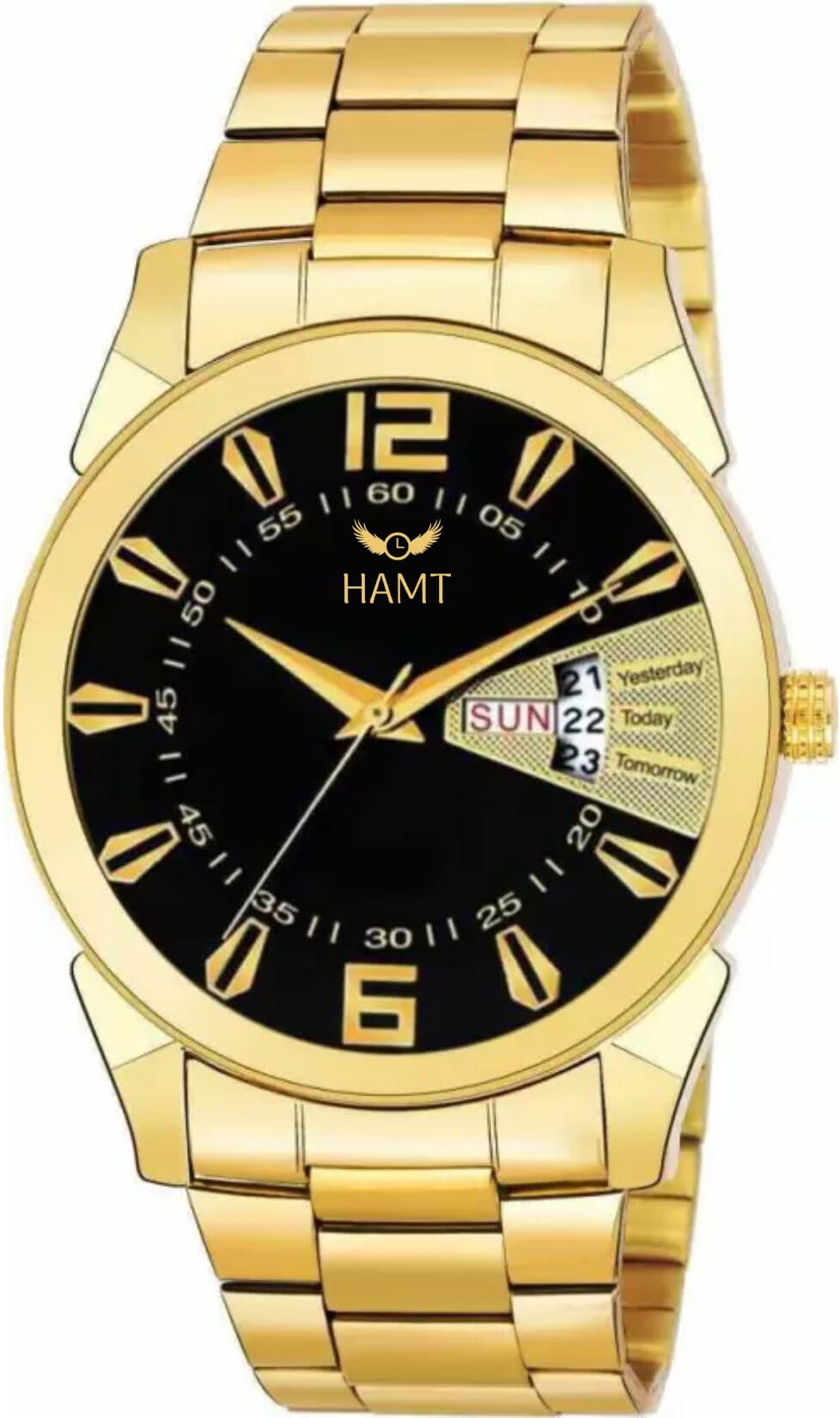 hamt Black Dial Day & Date Display Analog Watch - HT-GR006-BLK-GLD (B08PKF673D) Amazon Price History, Amazon Price Tracker