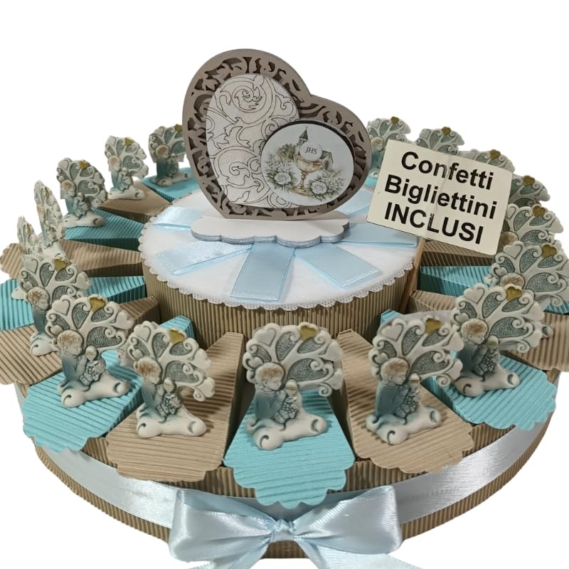Torta bomboniere Comunione Maschio Albero della Vita Statuetta (Torta 20 fette Bimbo)