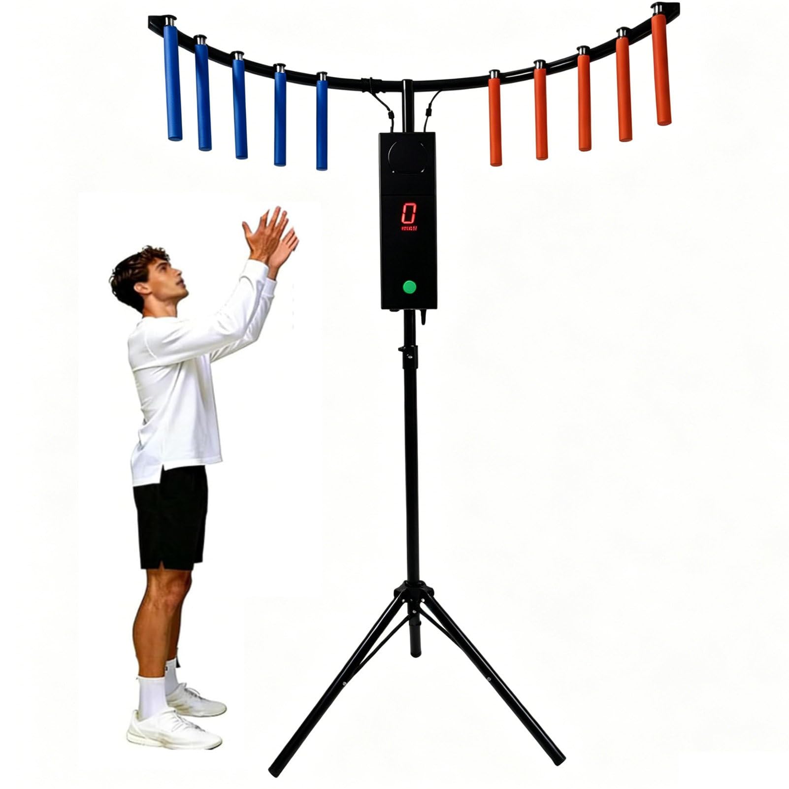 Pvxa Catch Stick Arcade Game Machine, Hand Eye Coordination Training, Stick Challenge Game, with 10 Sticks, Adjustable-Height Tripod, MP3, LED Lights, Reflex Stick Game Black