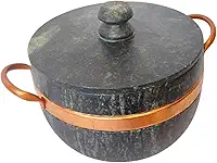 Caçarola Panela Pedra Sabão 3 Litros Grande Alta Resistência Alça Cobre (Natural)