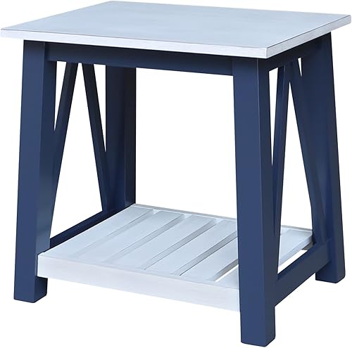 IC International Concepts Mesa auxiliar, azultiza envejecida