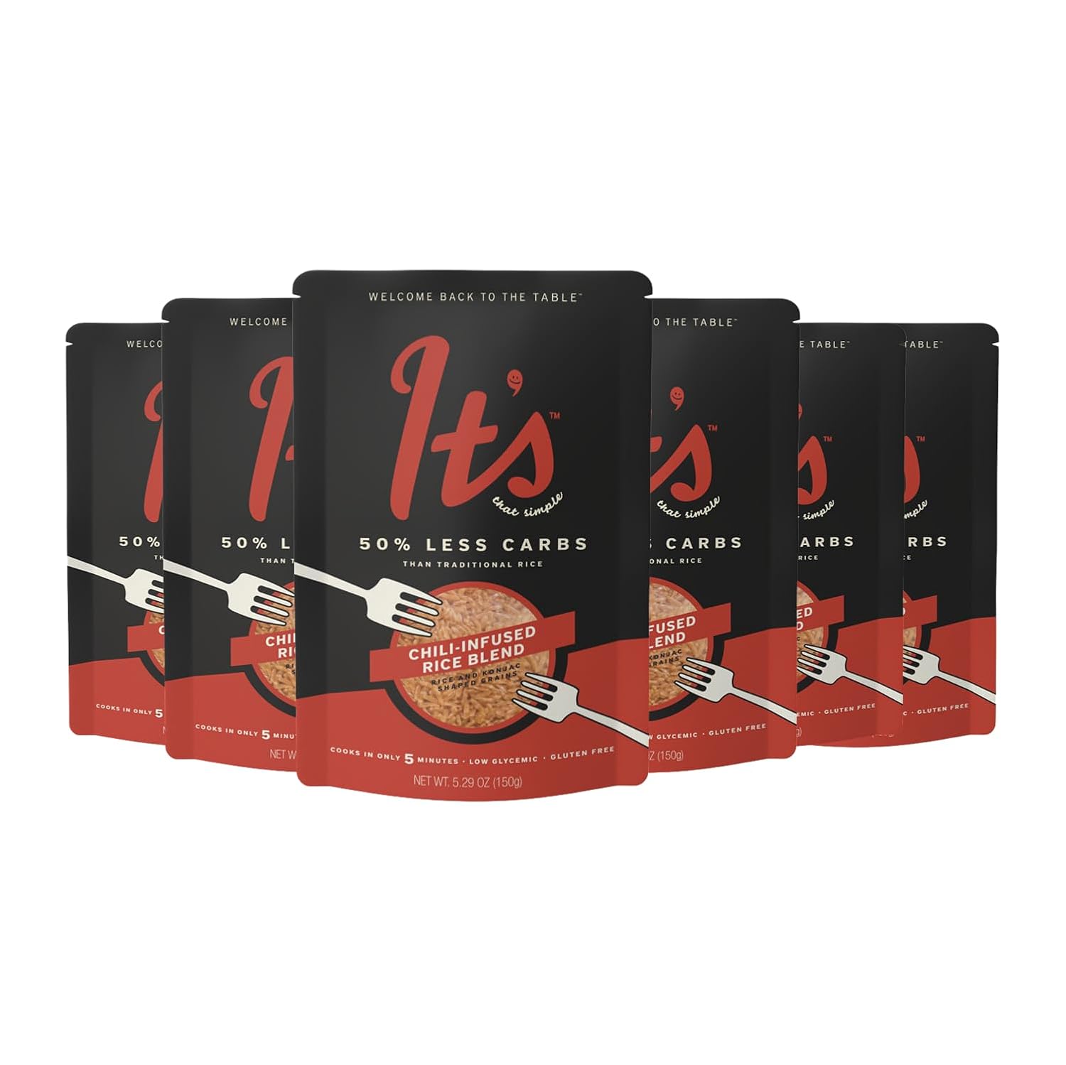 It’s That Simple Chili-Infused Rice Blend from It's Skinny, 50% Less Carbs, Certified Gluten-Free, Non-GMO & Vegan, Cooks in 5 Minutes – 5.29 oz (Pack of 6)