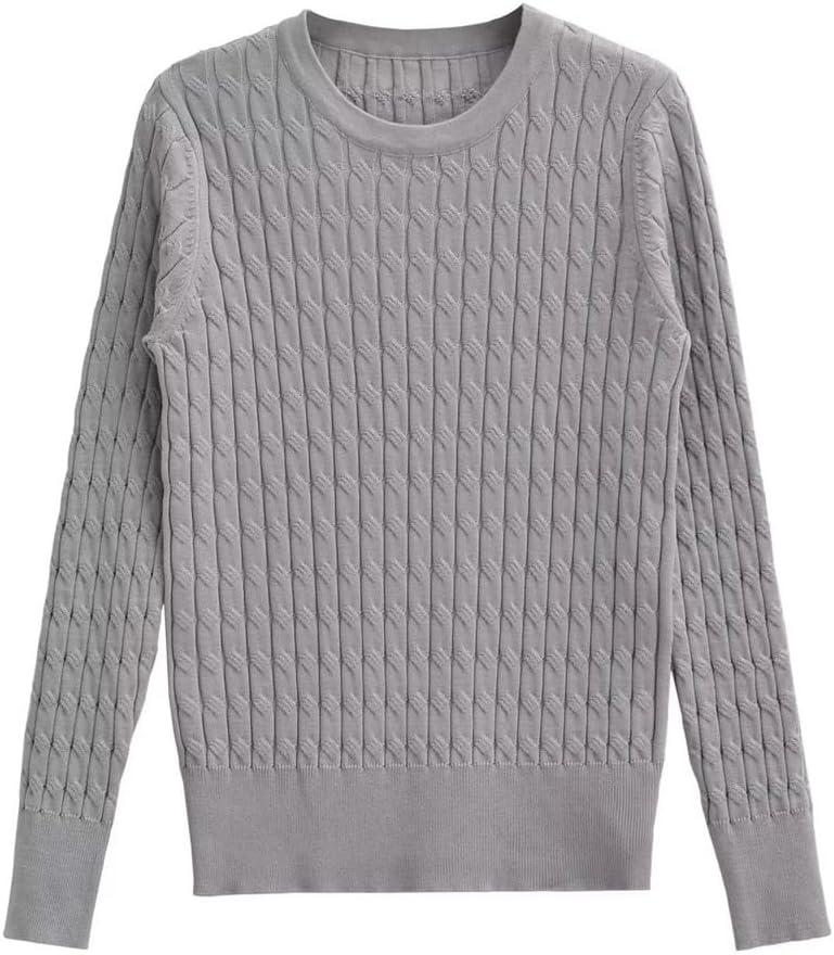 Fall Women's Slim Round Neck Eight Strand Braided Knit Top