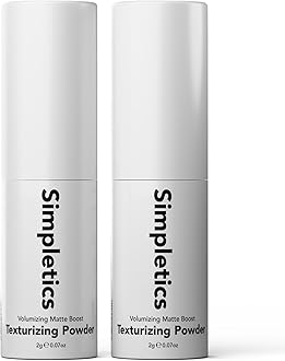 Simpletics Texturizing Powder - All Natural, 4 Ingredient Nourishing Formula with Rice Starch - Chemical Free - Gives Volumized, Texturized, Matte Finish to Men & Women (2 Pack)