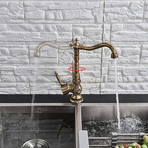 Grifos de lavabo de cocina de agua fría y caliente acabado bronce antiguo corto