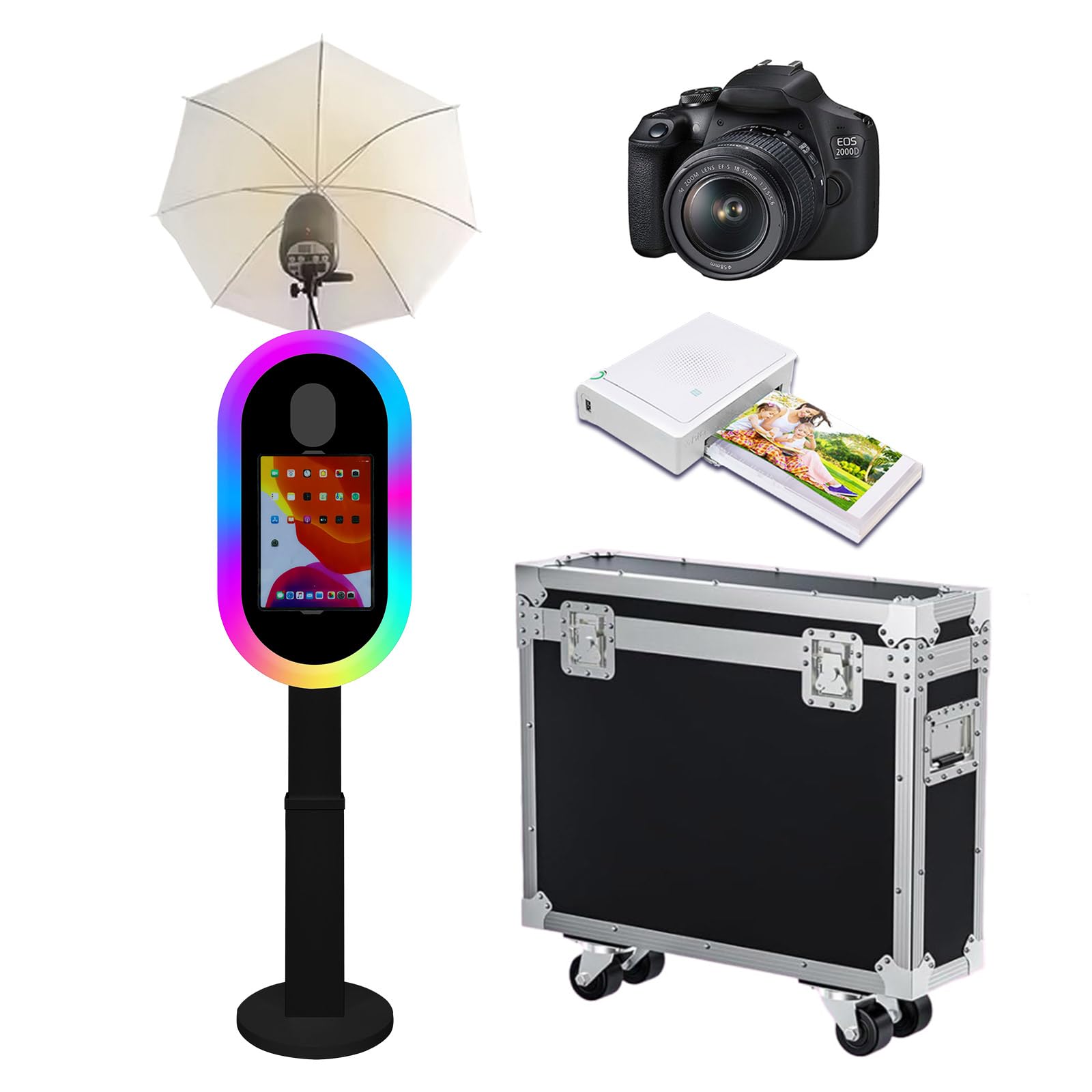 Portable Photo Booth Machine Compatible with iPad,Black+Camera+Printer