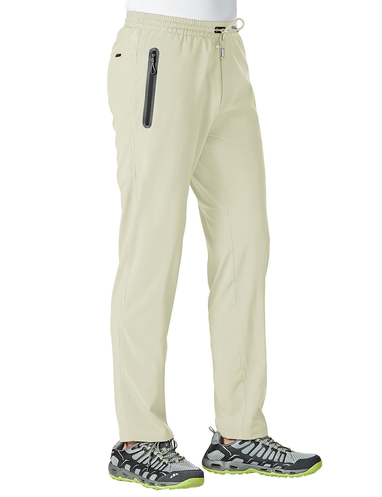 TBMPOY Men's Lightweight Hiking Travel Pants Athletic Outdoor Sports Elastic Waist Water Resistant Sweatpants 2 Pockets