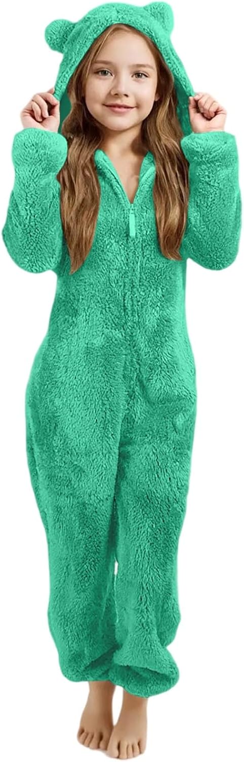 Combinaison Pyjama Hiver Pour Fille/Ado - Polaire Douce, Capuche - Conférence Chaude Et Confortable - Pour Maison, Dormir