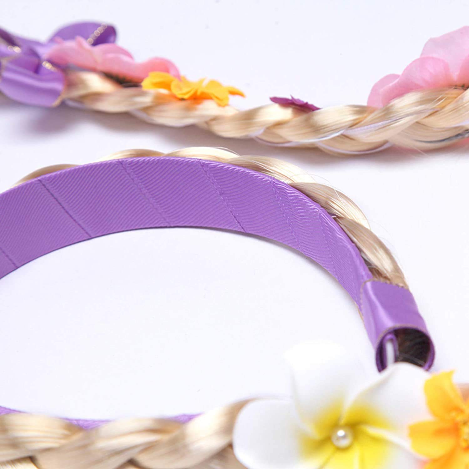 FancyDressWale Long Hair Princess Hairpiece Long 29" Cosplay Braided Wigs for Girls Princess Dress Up Accessories (Purple Yellow Crown) - Image 6 thumbnail