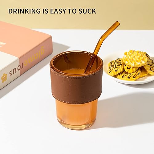 Miniatura 6 de BLUEPOLAR Paquete de 4 popotes de vidrio reutilizables, tamaño 0.315 x 0.315 in, juego de 2 popotes rectos y 2 doblados con 1 cepillo de limpieza,