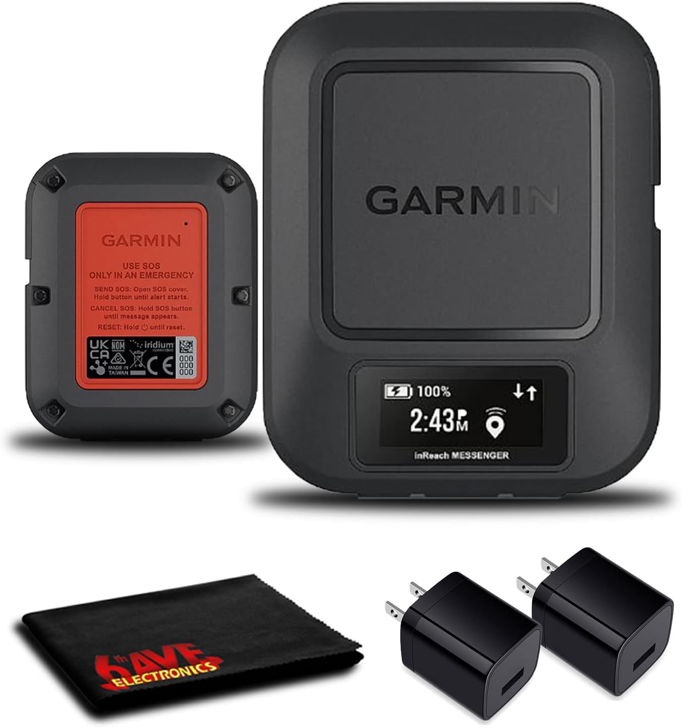 Garmin inReach Messenger GPS with Two USB Wall Adapters and