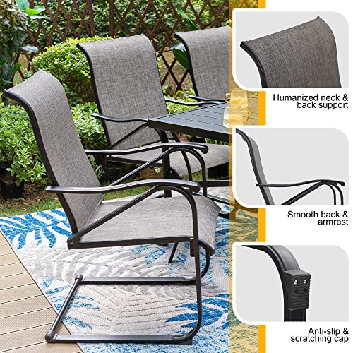 Sophia & William Patio Dining Set, 4 X C Spring Motion Chairs Furniture Set,1 Square 37"X 37" Metal Umbrella Table For Outdoor Lawn Garden Pool Metal Frame Easy To Care Weather Resistant #TOP3