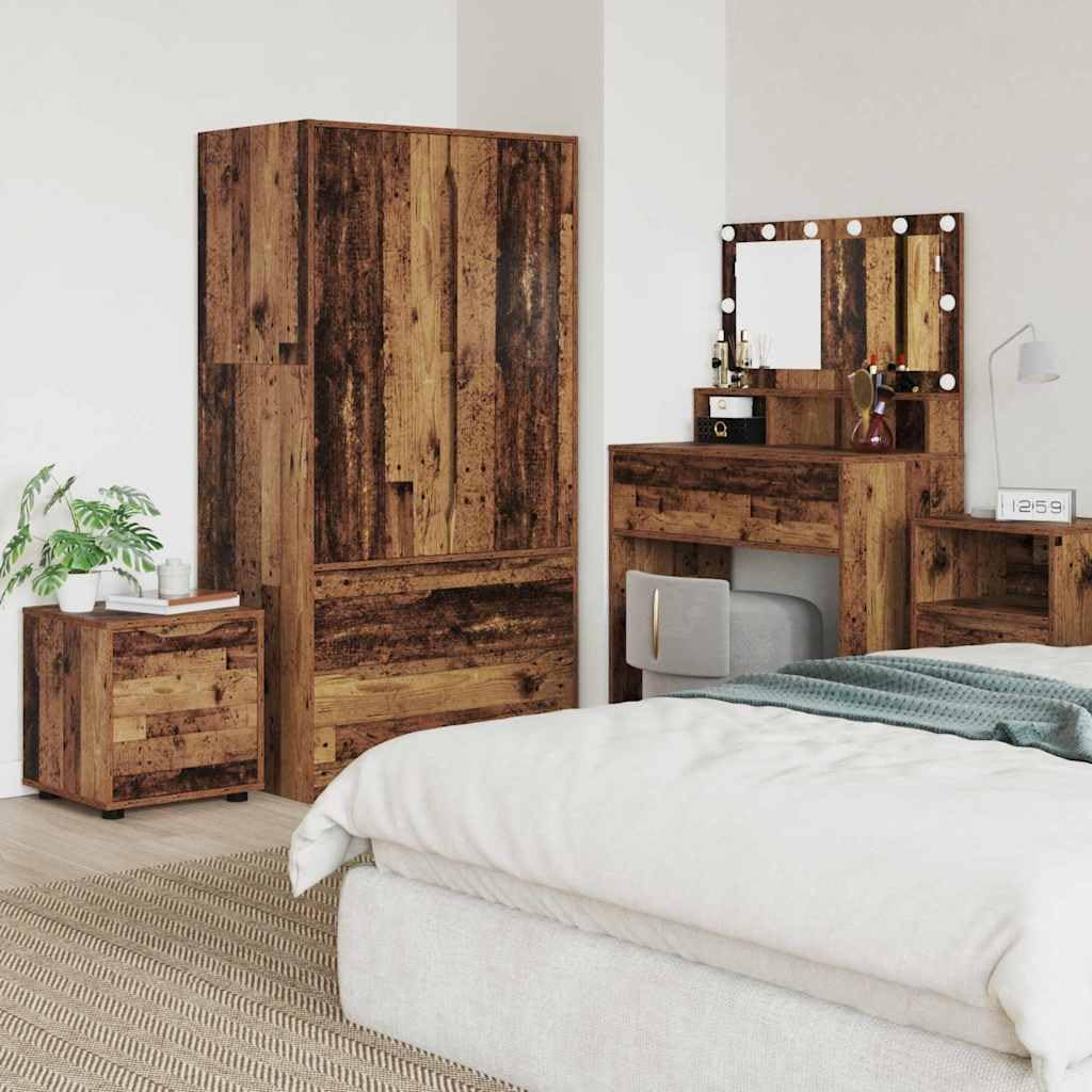 Badezimmerschrank Altholz 40,5x40x44 cm, Holzwerkstoff, mit Schublade, Stauraum für Handtücher, Kosmetik, minimalistisches Design, feuchtigkeitsbeständig
